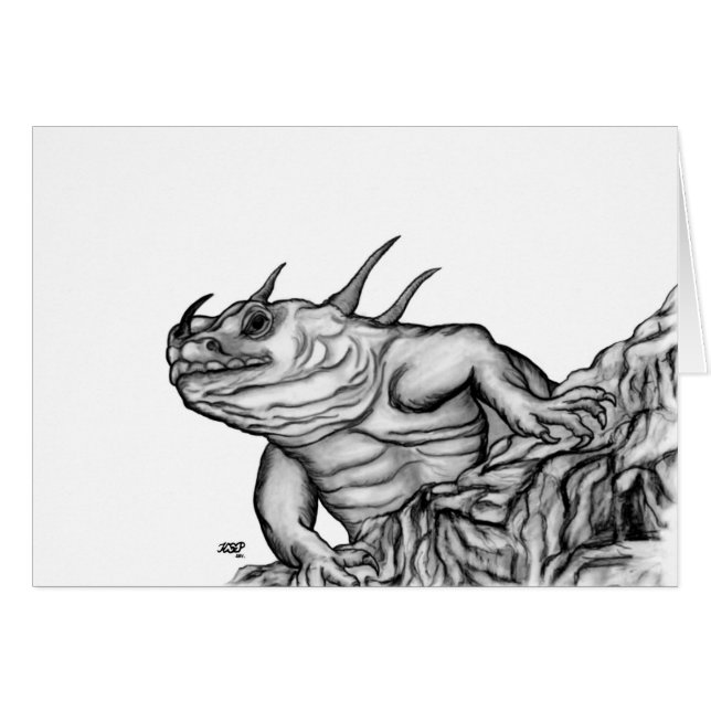 Dragon vid Sten Hälsningskort (Framsidan Horizontal)