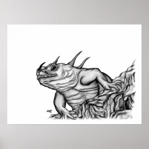 Dragon vid Sten Poster
