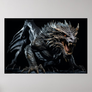 Dragon Vild Beast Porträtt Fierce Power Poster