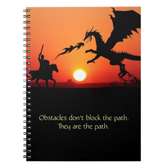 Dragon vs Knight inspirational Motivational Anteckningsbok (Framsidan)
