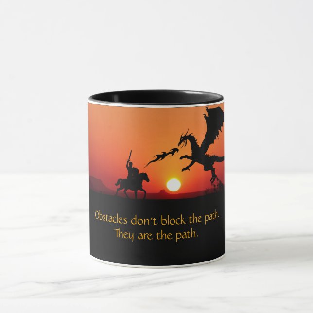 Dragon vs Knight inspirational Motivational Coffee Mugg (Center)