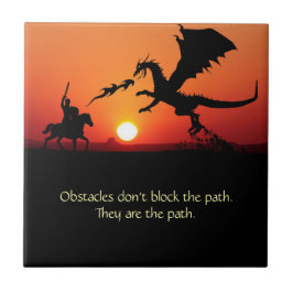 Dragon vs Knight inspirational Motivational Kakelplatta