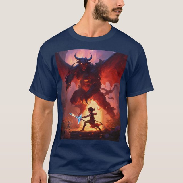 Dragon vs. Knight T Shirt (Framsida)