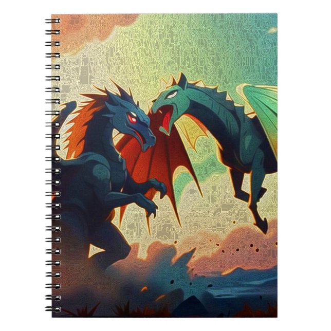 Dragon vs Pegasus - Fantasy Art Anteckningsbok (Framsidan)