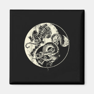 Dragon Vs Tiger Tattoo! Yin och Yang Beast Fight Magnet