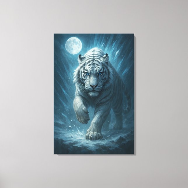 Dragon vs White Tiger – Mystical Fantasy Wall Art  Canvastryck (Framsida)