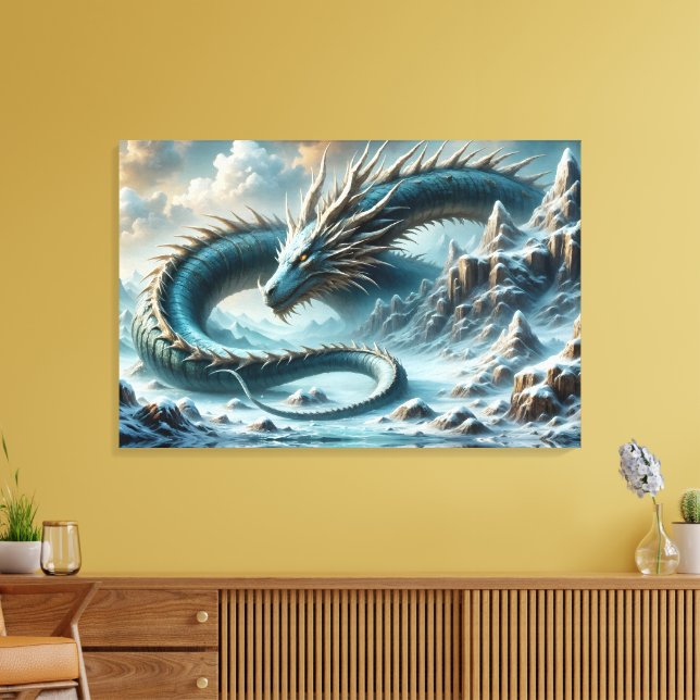 Dragon wakes up in an icy world canvastryck (Insitu (Vardagsrum))