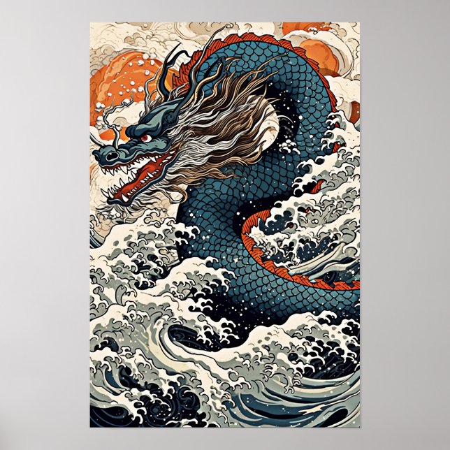 Dragon Wall Poster, japansk konstillustration Poster (Framsidan)