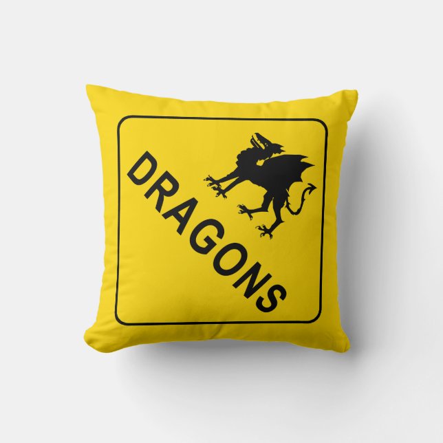 Dragon Warning Sign Kudde (Framsida)