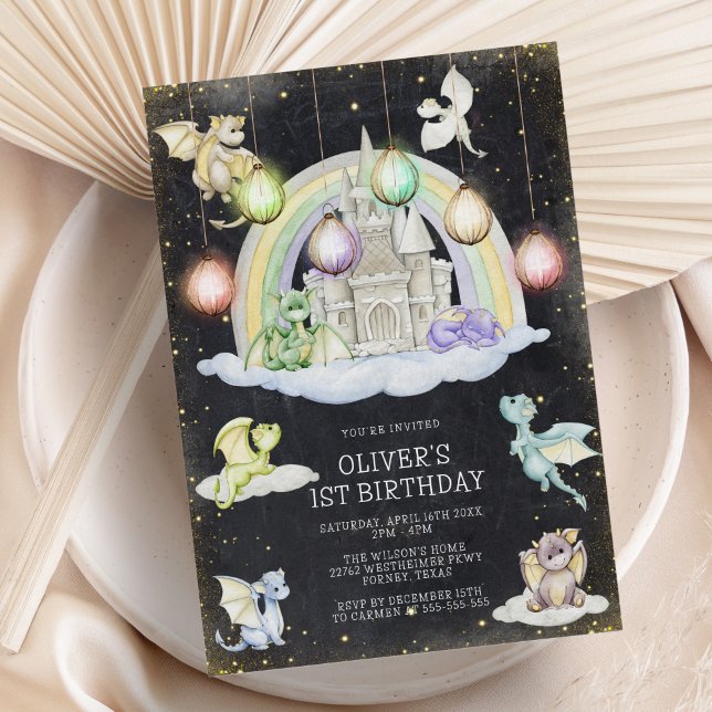 Dragon Whimsical Magic Födelsedagsfest Inbjudningar (Skapare uppladdad)