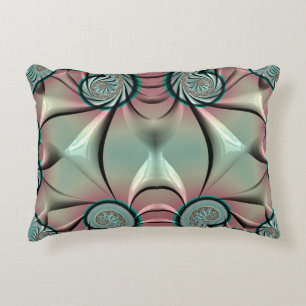 ~DRAGON WINGS Grön Rosa ~ Fraktal Design ~ Prydnadskudde