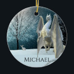 Dragon Winter Ice Crystals Snö jul Julgransprydnad Keramik<br><div class="desc">Den här designen skapades genom digital grafik. Det kan vara personlig genom att välja alternativet Anpassa. Kontakta mig på colorflowcreations@gmail.com eller använda alternativet chatta överst på sidan om du vill ha den här designen på en annan produkt. Köp min ursprungliga abstrakt-akrylmålning för försäljning på www.etsy.com/shop/colorflowart. Se fler av mina skapelser...</div>