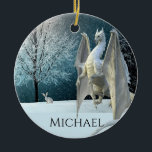 Dragon Winter Ice Crystals Snö jul Julgransprydnad Keramik<br><div class="desc">Den här designen skapades genom digital grafik. Det kan vara personlig genom att välja alternativet Anpassa. Kontakta mig på colorflowcreations@gmail.com eller använda alternativet chatta överst på sidan om du vill ha den här designen på en annan produkt. Köp min ursprungliga abstrakt-akrylmålning för försäljning på www.etsy.com/shop/colorflowart. Se fler av mina skapelser...</div>