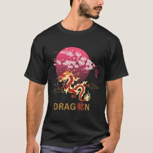 Dragon with Cherry Blommar T Shirt