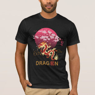 Dragon with Cherry Blommar T Shirt