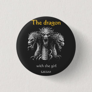 Dragon with Girl Tattoo - Funny Mörk Knapp