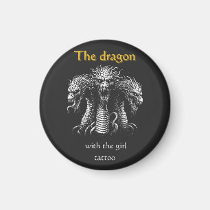 Dragon with Girl Tattoo - Funny Mörk Magnet