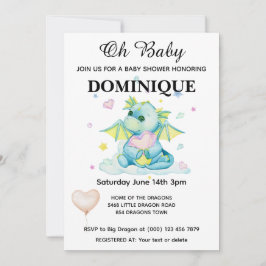 Dragon with Heart - Baby Shower-inbjudan Inbjudningar