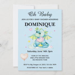 Dragon with Heart - Baby Shower-inbjudan Inbjudningar