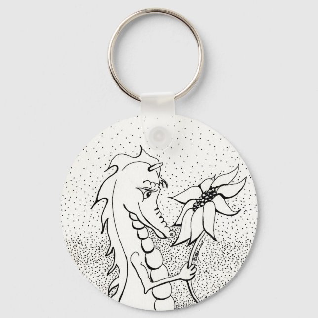 Dragon with Solros Nyckelring (Framsida)