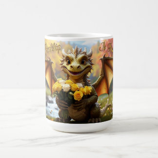 Dragon with yellow roses. 15-ounce mug kaffemugg