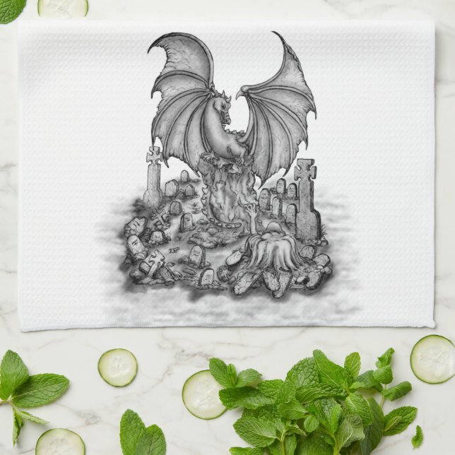 Dragon with Zombie Kökshandduk (Vikta)