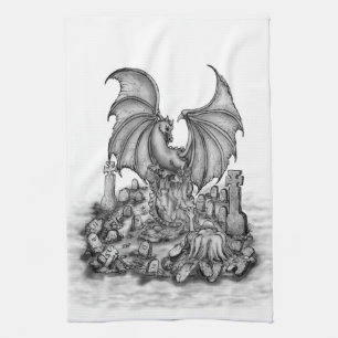 Dragon with Zombie Kökshandduk