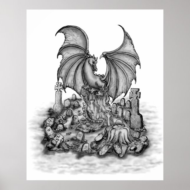 Dragon with Zombie Poster (Framsidan)