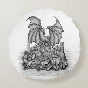 Dragon with Zombie Rund Kudde