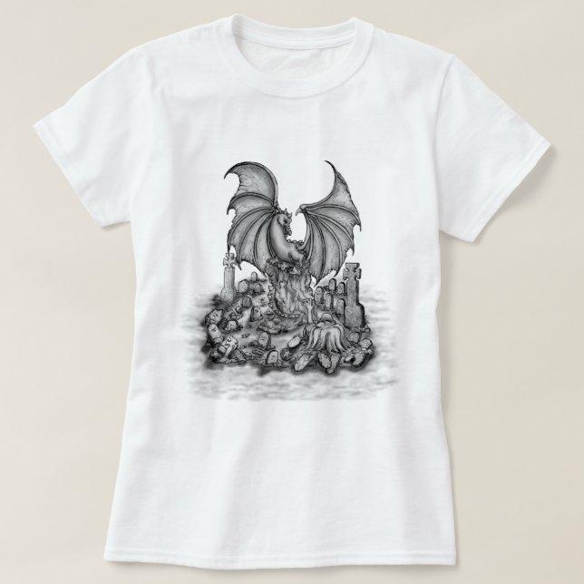 Dragon with Zombie T Shirt (Design framsida)
