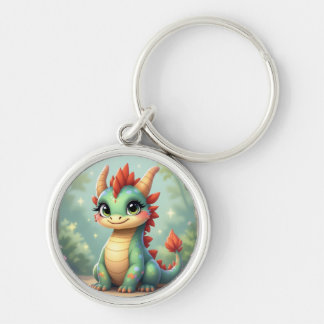 Dragon World – The Realm of Fire and Magic´5 Rund Silverfärgad Nyckelring