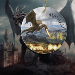 Dragon Wyvern Fire Breathing Fantasy Julgransprydnad Keramik<br><div class="desc">Den här designen skapades genom digital grafik. Det kan vara personlig genom att välja alternativet Anpassa. Kontakta mig på colorflowcreations@gmail.com eller använda alternativet chatta överst på sidan om du vill ha den här designen på en annan produkt. Köp min ursprungliga abstrakt-akrylmålning för försäljning på www.etsy.com/shop/colorflowart. Se fler av mina skapelser...</div>