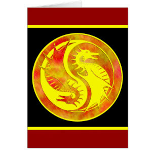 Dragon Yin Yang Hälsningskort