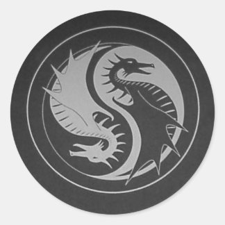 Dragon Yin/Yang Sticker Runt Klistermärke