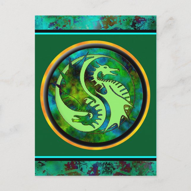 Dragon Yin Yang Vykort (Framsida)