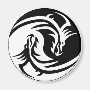 Dragon YinYang 2,4-tums runda magnet