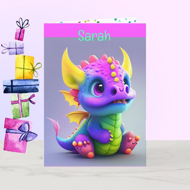 Dragon Young Birthday add add Namn & Namnteckning Kort (Skapare uppladdad)