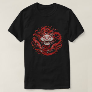 Dragon Zodiac Red White Papper Cending Stil Asian T Shirt