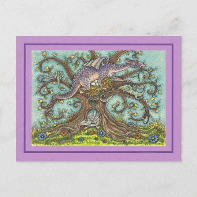 DRAGONÄGG, MEDIEVAL LAIR, FANTASY FOLK ART VYKORT (Framsida)