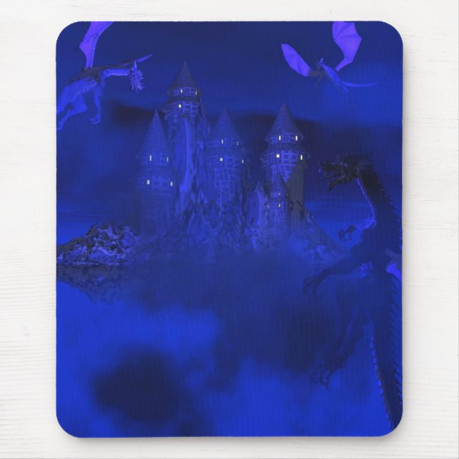 Dragoncat Blue Mist Dragon Fantasy Mousepad Musmatta (Framsidan)