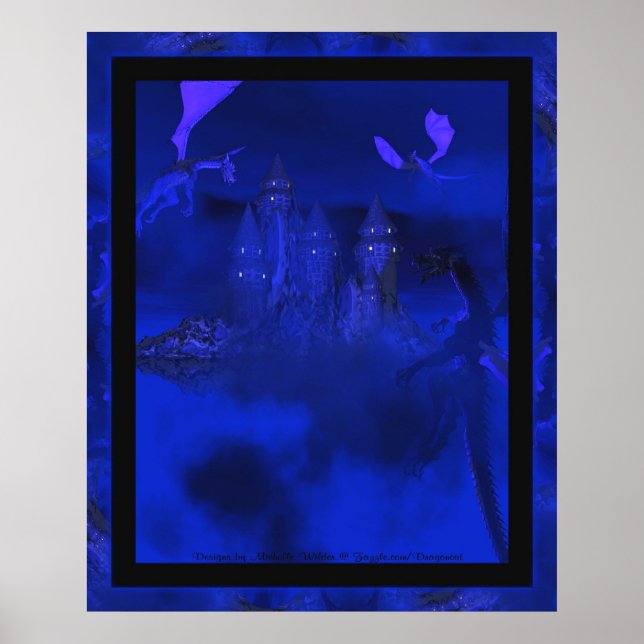 Dragoncat Blue Mist Dragon Fantasy Poster (Framsidan)