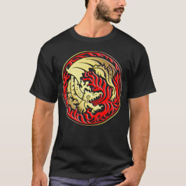 Dragoncirkel - Guld med rödbrand T Shirt