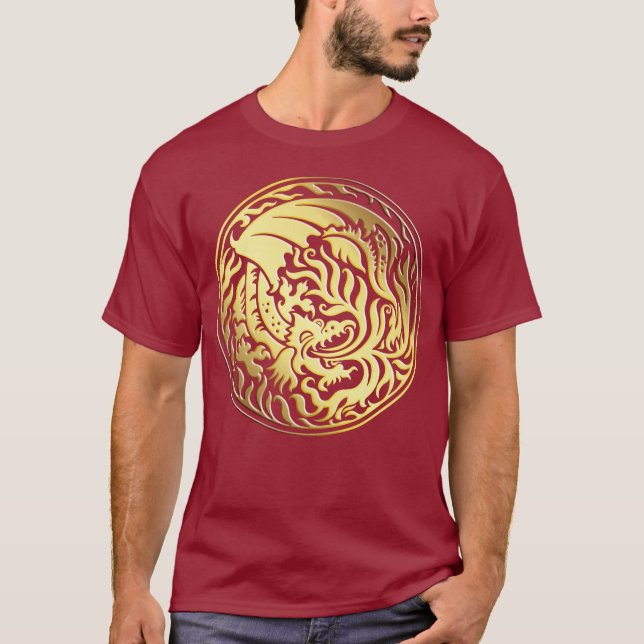 Dragoncirkel - Guld T Shirt (Framsida)