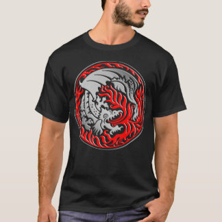Dragoncirkel - Krom med röd brand T Shirt