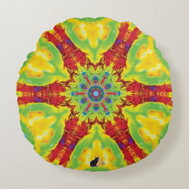 Dragoneye Kaleidoscope Rund Kudde (Framsidan)