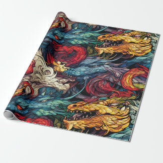 Dragonfire Kaleidoscope Wrapping Papper Presentpapper