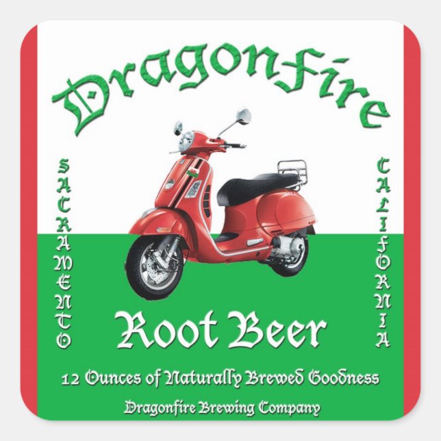 DragonFire Root Beer-klistermärken Fyrkantigt Klistermärke (Framsida)