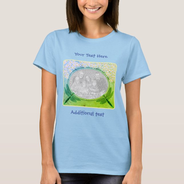 Dragonflies And Daisy Flowers Photo Personalized T Shirt (Framsida)