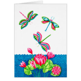 Dragonflies and Lilies Card Hälsningskort
