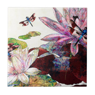 DRAGONFLIES AND LOTUS.jpg Kakelplatta